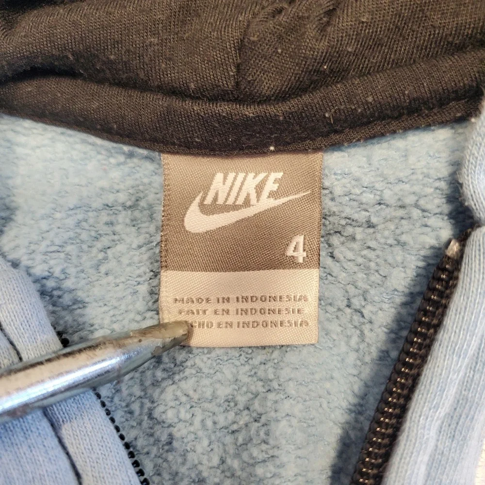 Nike Boys Light Blue Black Colorblock Full Zip Hoodie Sweatshirt Size 4